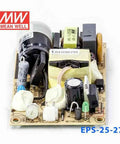 Industrial Single Output Switching Power Supply 25W EPS Series With 12V 15V 24V 27V 3.3V 36V 48V 5V And 7.5V Outputs, Wide Input Range, High Efficiency, Pro Grade Workhorse Power Converter for Automation, Prototyping And Industrial Use., compact PCB module with Mean Well logo and transformer