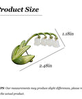 Delicate Lily Of The Valley Brooch For Women Featuring Tiny Bell Shaped Petals Lightweight Floral Pin size 2.48x1.18 inches.
