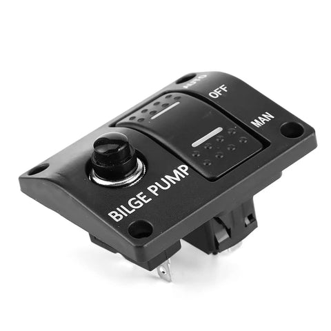 3 Way Marine Bilge Pump Panel With LED Indicator Built In 15A Circuit Breaker 12V 24V DC 3 Position Automatic Off Manual Rocker Switch For Boats