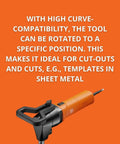 Pro Grade Nibbler For Curves And Cutouts 10 Gauge Steel Cutting Tool With 1700W Power And QuickIn System with rotatable head.