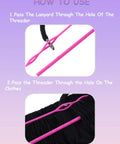 9Pcs Drawstring Threader Set Flexible Stainless Steel Bodkin Clip Loop Turner demonstrated threading pink cord through garment