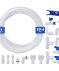 1/4 Inch Water Line Kit for Reverse Osmosis Systems, 39.4 Feet 1/4 Inch OD PE Tubing With Quick Connect Push To Connect Fittings, Includes Tube Cutter And 17 Fittings, Food Grade PP, Durable, Safe, Easy Install Plug And Play.