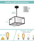 Dimensions and bulb specifications of Dope Modern Semi Flush Mount Ceiling Light With Fabric Drum Shade And Black Metal Frame