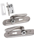 Stainless Steel Door Entry Handle Set With Keyed Lever Cylinder Lock Kit for interior doors, rust-resistant hardware shown.