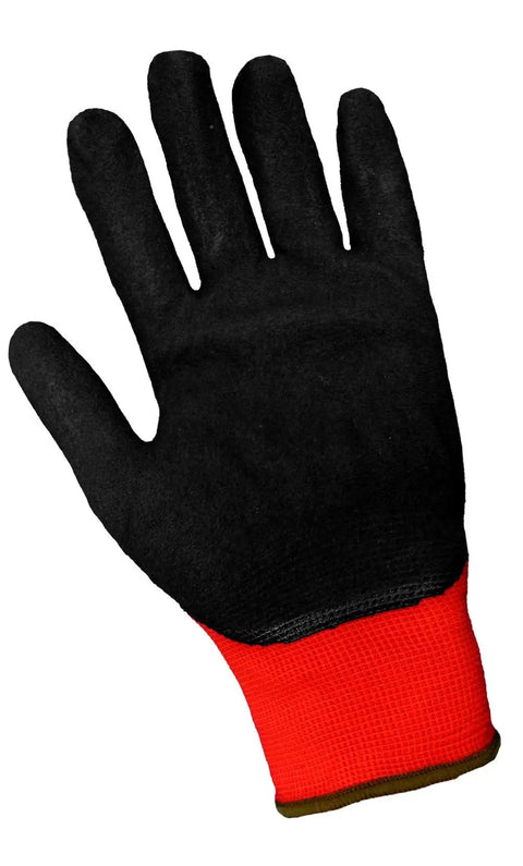 Tsunami Grip Mach Finish Nitrile Coated Glove with Double Dipped Micro Finish, high abrasion resistance, black palm, red cuff