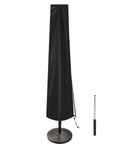 Tough As Nails Waterproof Patio Umbrella Cover with Rod for 7 to 11 ft Outdoor Umbrellas, displayed on stand, black color