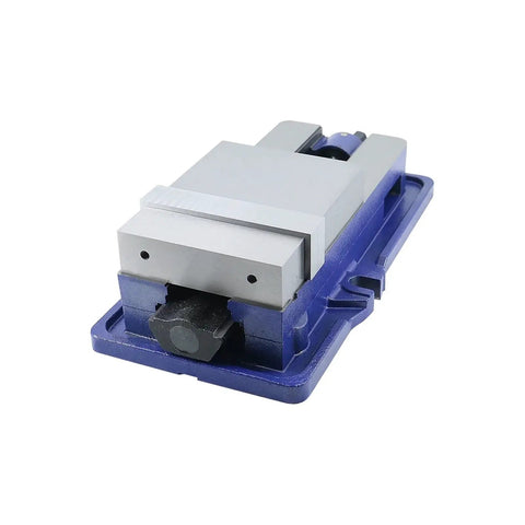 6 Inch Hardened Steel Milling Machine Bench Vise With Lock Down Clamps locked in tight for precision work on various materials.