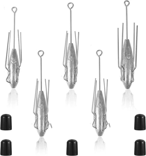 Five Piece Lead Long Tail Spider Sinker Set For Saltwater Surf Fishing Includes 4oz Weights For Beach And Catfish Aerodynamic Casting Long Tail Design For Maximum Distance Strong Hold On Sand And Rocks