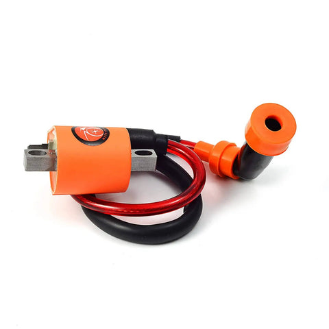 Igniter CDI Box And Ignition Coil For Timberwolf 250 ATV 4x4 1994-2000 Bear Tracker 250 YFM250 1999-2000 Replacement Parts in orange casing.