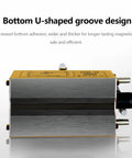 Heavy Duty Permanent Magnetic Lifter And 11000 Lbs Industrial Lifting Magnet For Workshop And Overhead Cranes With Rotary Switch And Rust Resistant NdFeB Core showing bottom U-shaped groove design for enhanced magnetism.