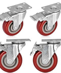 Rock Solid Heavy Duty Swivel Casters With Twin Locking Brakes And Tough 5 Inch Steel Wheels in a set of four, ideal for shop carts