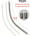 Hella Durable Stainless Steel Milk Tube For Jura Coffee Rigs S8 E8 Z6 X8 Pro Gen Two Dairy System, 9.4 in, heavy duty milk hose.