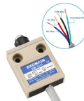 Rugged Sealed Push Plunger Limit Switch With SPDT 1NO 1NC Contacts, 5A, IP67 Rated, Stainless Steel Body, Dust and Coolant Shielding, Built For The Rough Stuff, Direct Linear Actuation For Fast, Reliable Circuit Switching, 3m cable