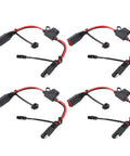 Hella Durable SAE Extension Cable For Charger One Foot 14AWG Cord With 20 Amp Rating features four connector cables with red and black wiring.