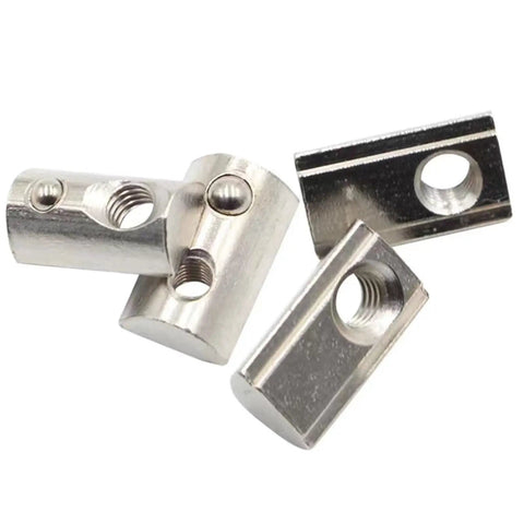 M6 T Slot Nuts For 3030 Aluminum Extrusion 8mm Slot Roll In Spring Ball Loaded Elastic Nuts Carbon Steel Nickel Plated