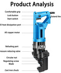 Close-up view of USZWBY Electric Hydraulic Rebar Cutter For Steel Bars 4-22mm, showing features like grip and motor.