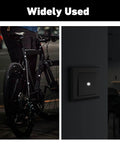Bicycle in low light and activated night light illustrating "Widely Used" functionality for safety and visibility.
