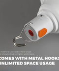 Close-up of metal hook and power button on 800 Lumen LED Camping Lanterns With Rechargeable Batteries Waterproof Portable Pendant Lights For Outdoor Adventures Bright White Illumination For Camping Hiking Emergency Prep And Power Outages.
