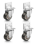 Ultra Smooth One Inch Side Mount Casters With Nifty L Plate Swivel Design, set of four swivel wheels with steel L plate and rubber.