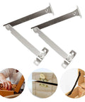 2 Pack Cabinet Lid Hinges With Lid Support Durable Folding System for jewelry and wooden boxes shown in use and installed angles