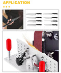 Beveling Jig For Belt Sander Knife Sharpener With A Dope 9.8 Inch Long Bevel Locator Tool, showing knife sharpening process