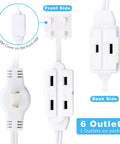 Twin 12 Foot Extension Cord Power Strip With Flat Head Plug And Six Polarized Outlets Six Feet On Each Side From Central Splitter