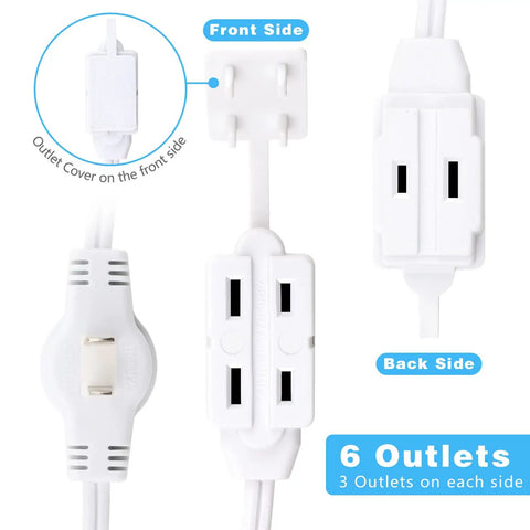 Twin 12 Foot Extension Cord Power Strip With Flat Head Plug And Six Polarized Outlets Six Feet On Each Side From Central Splitter