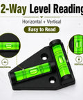 Pro Magnetic RV T Level Bubble Levels 10 Pack showing 2-way level reading, horizontal and vertical, with bright green bubbles.
