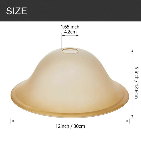 Antique Alabaster Marbleized Floor Lamp Shade Replacement 12 Inch Dope Vintage Torchiere Style Glass Lamp Shade For Home Lighting Retro Look Easy 1.72 Inch Fitting Opening shown with dimensions.