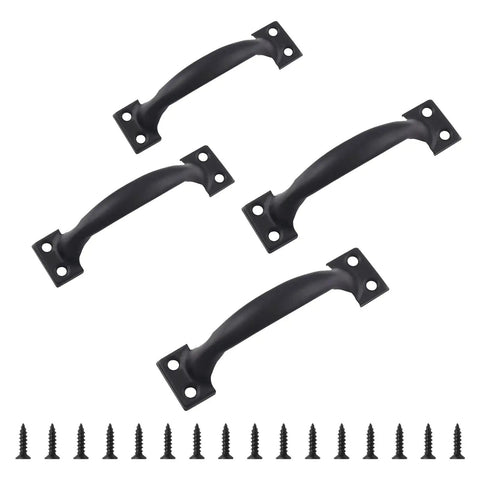 4 Pcs Bow-Shaped Barn Door Pulls And Cabinet Handles For Wood Furniture, Antique Dresser Drawer Knobs, Rustic Farmhouse Hardware