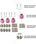 Premium Plasma Cut Torch Tips Nozzle Consumables Kit For Heavy Duty Cutting Jobs Fits Pl60 Series with pink and silver parts.