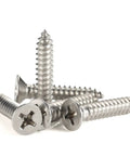 Top Shelf 304 Stainless Steel Number 12 X 1-1/2 Flat Head Sheet Metal And Wood Screws, 50 Pack seen from above.