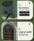 Under Desk Space Heater For Office And Bedroom Quiet No Fuss Portable Fast Heating PTC Ceramic Warmer back button and air outlet