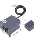 Front view of gray 250W 110V AC gear motor with variable-speed controller and mounting bracket (0–270 rpm)