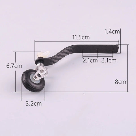 Carbon Fiber Tail Wheel Landing Gear Assembly Kit with PU Tire detailed dimensions for Gas Powered RC Airplane