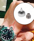 Close-up of a 6mm Watch Crown Replacement Parts Kit for Lightweight Portable Watch Repairing Tools Silver Argent Finish