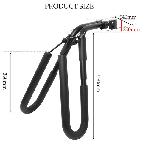 Heavy-Duty Bike Surfboard Carrier Bracket For Ride-Ready Trips showing adjustable mount dimensions