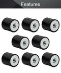 Eight Pack M6 Rubber Vibration Isolators 20mm By 20mm With Female Thread Heavy Duty Anti Vibration Mounts For Mini Split Heat Pumps Water Pumps Diesel Engines Harvester And Generators, eight black mounts