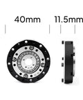 Front and side view of Pro Grade Mini Hollow Motor Speed Reducer 42mm Small Gearbox 100 To 1 Strain Wave Gear Harmonic Drive