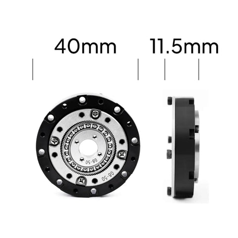 Front and side view of Pro Grade Mini Hollow Motor Speed Reducer 42mm Small Gearbox 100 To 1 Strain Wave Gear Harmonic Drive
