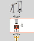 Diagram of Premium Metal Quick Connect Hose Fittings Set For Five Eighths Or Half Inch Hoses No Kink Easy Watertight Quick Connect Kit