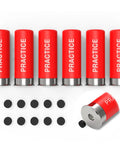 12 Gauge Snap Caps Training Dummy Rounds, Reusable Dry Fire Practice Rounds Close To Real Weight For Safe Loading, Unloading, Chambering And Malfunction Drills, 6 Pack, red with black inserts, side view