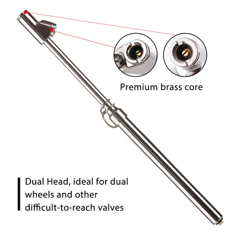 Tire Pressure Gauge With Straight On Foot Dual Head Chucks Heavy Duty Air Gauge Pro Grade 10 To 150 PSI And 100 To 1000 kPa with brass core