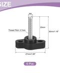 Rock Solid 6 Pack M4 X 20mm Tee Wing Knobs Stainless Steel Thumb Screws, dimensions diagram, showing sizes and pitch.