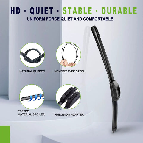 Dual Size 24 Inch And 20 Inch Windshield Wiper Blades Set Of 2 Premium All Season Streak Free Clear View U J Hook Compatible OEM Quality