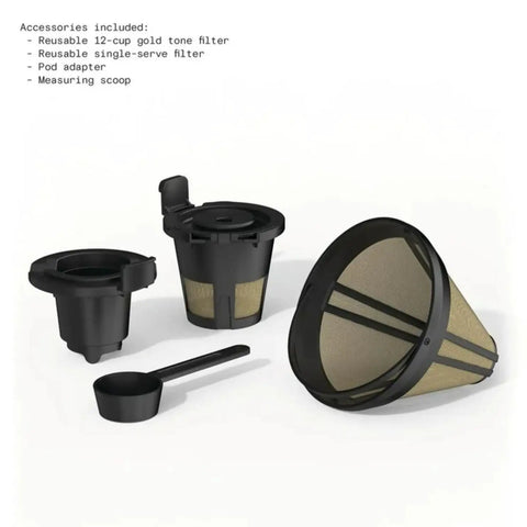 Total Game Changer Multi Brew Coffee Maker 12 Cup Glass Carafe Plus Single Serve Brewer For Pods Or Grounds Brews Over Ice No Fuss Touchscreen Dope Lavender Finish accessories including gold tone filter and measuring scoop