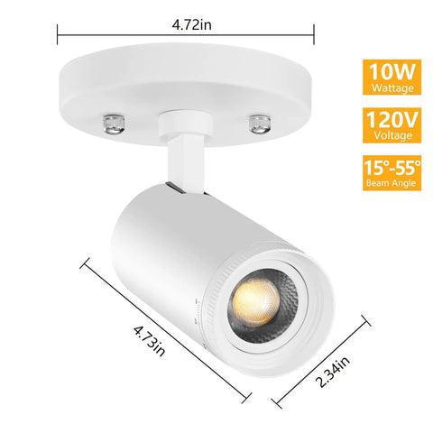 Three Color Temperature Adjustable LED Ceiling Spotlight Flush Mount With Directional Beam For Living Room And Bedroom 10W 800lm CRI90