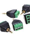 5 Pack 3.5 Mm Trs Male Audio Plug Connector For Headphone Wire Repair Heavy Duty Solderless Screw Terminal 3 Pole Stereo Jack Gold Plated Copper Core No Sweat Rewiring Perfect For Mic Upgrades And Audio Cables, showing multiple audio plugs.