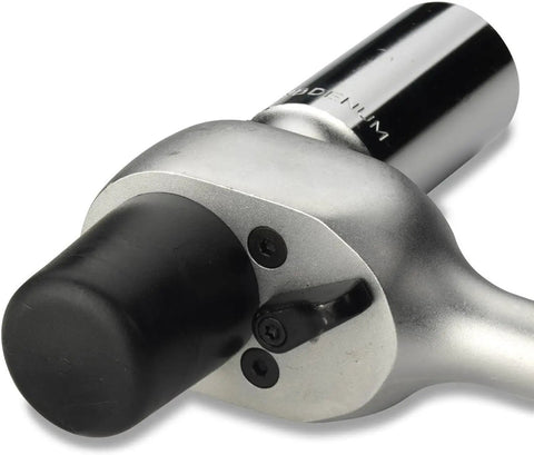 Close-up of the Half Inch Drive Scaffold Ratchet Wrench With 9.5 Inch Length, 36 Tooth Hammer Tip Head, CR V Steel Build.