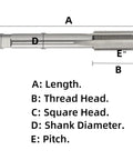 Diagram of Left Hand Thread Tap Three Quarters Inch By Sixteen TPI, 4.41 Inch Length, HSS High Speed Steel Machine Tap dimensions labeled.